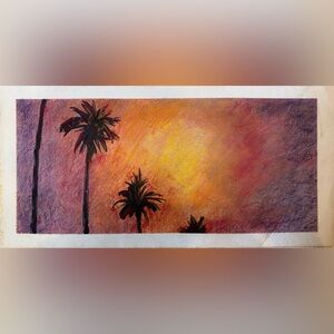 So Cal Sunset Palm Tree Canvas by Ron Pekar